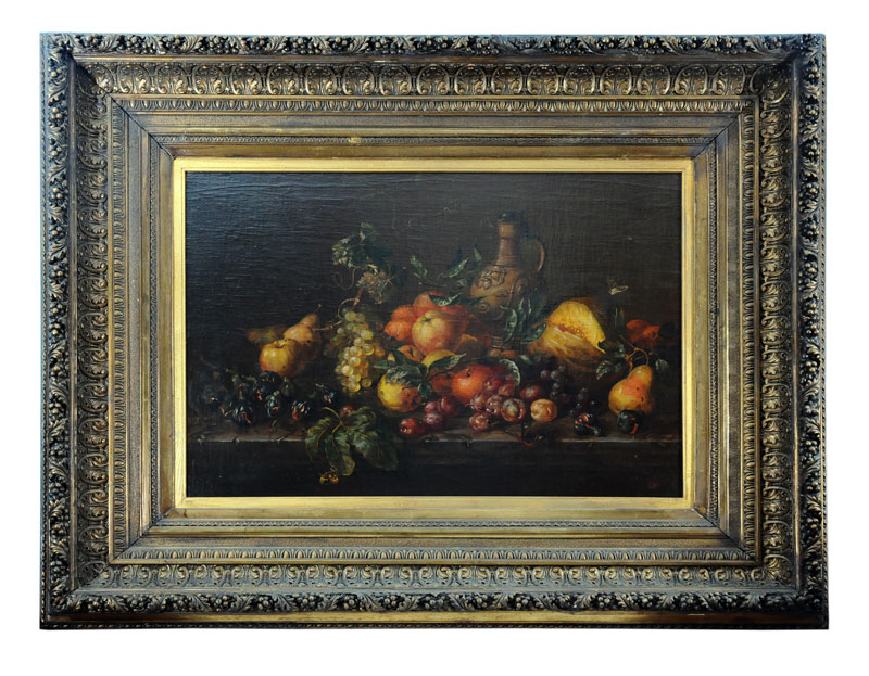 mrtva priroda ulje na platnu, kraj 19. veka, monogram u desnom donjem uglu, francuska, cirka 1830.godina dimenzije 90 x 63cm (bez rama)