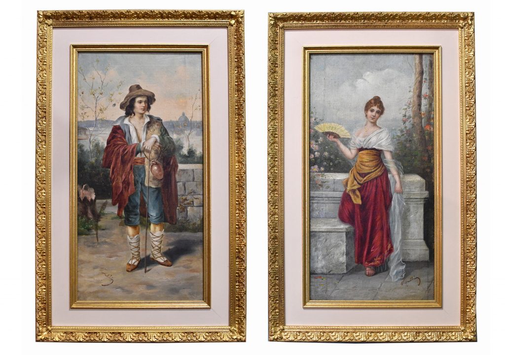 slike par,italija kraj xix veka,ulje na platnu.dimenzije slike 68 x 43 cm (sa ramom)