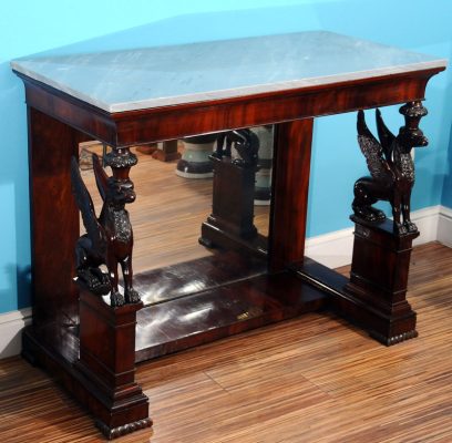 konzola ampir, mahagoni furnir. francuska, 1815. godina. dimenzije 115 x 91 cm