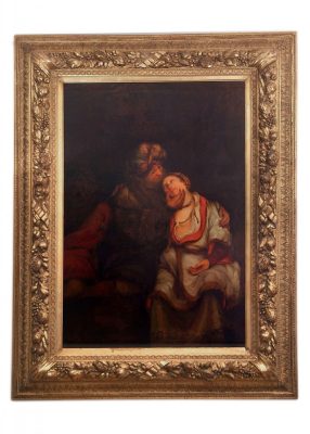 kralj juda i tamara,stari zavet holandija, početak 18. veka dimenzije 140 x 95 cm(bez rama)